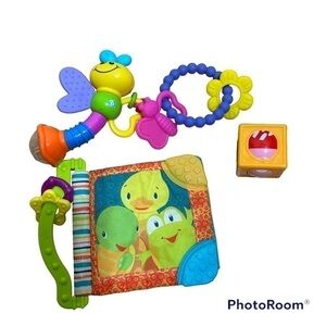 Baby Toy Bundle Teething Butterfly Rattle Book Girl Block